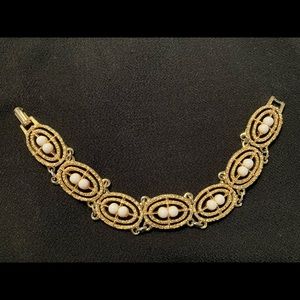 NWOT In The Box, Vintage Elegant Gold Bracelet with Ivory Bead Accents
